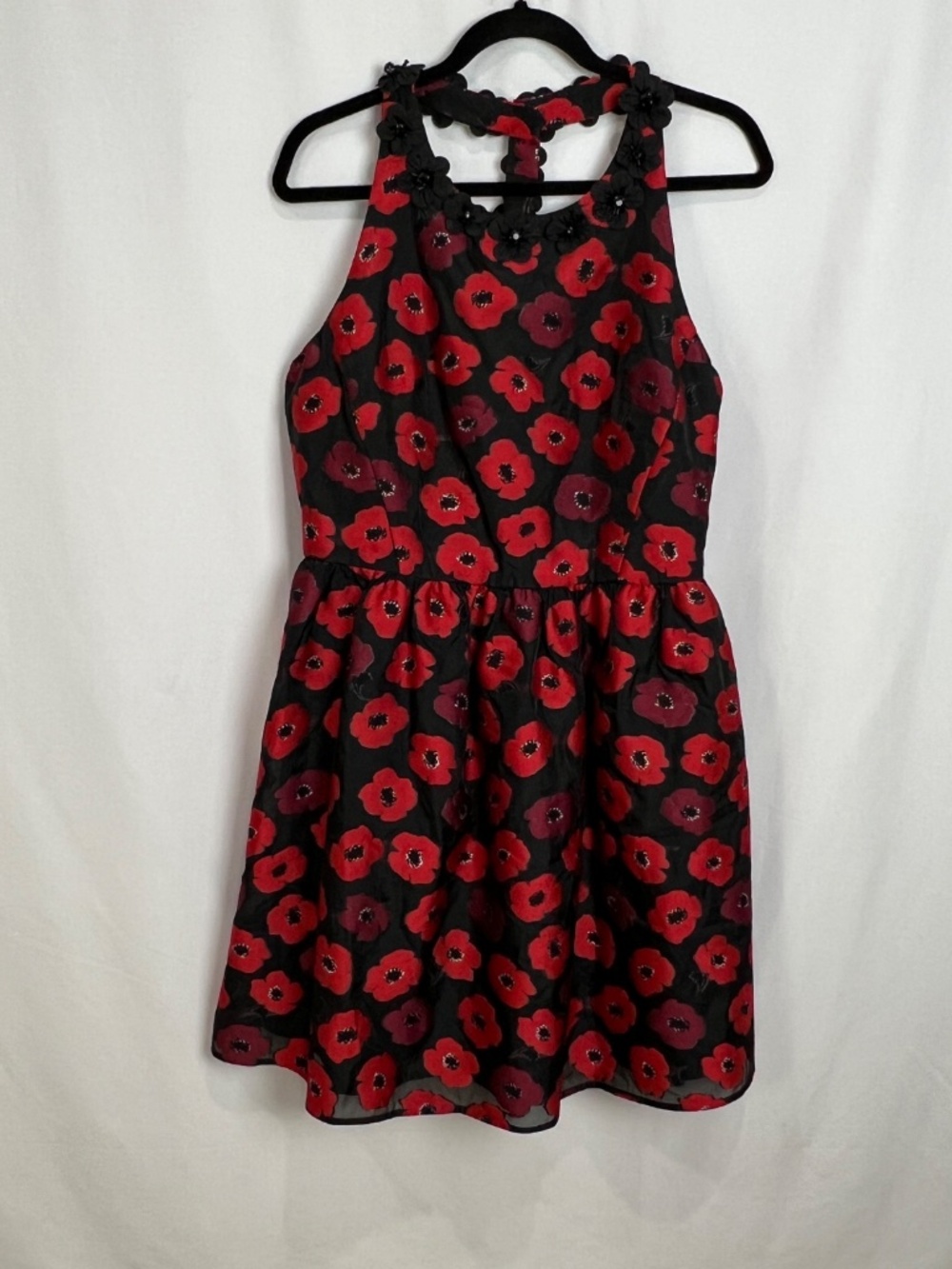 Kate Spade T-back 3-d Poppy Appliqué Jacquard Dress Sz 14 - Picture 2 of 16
